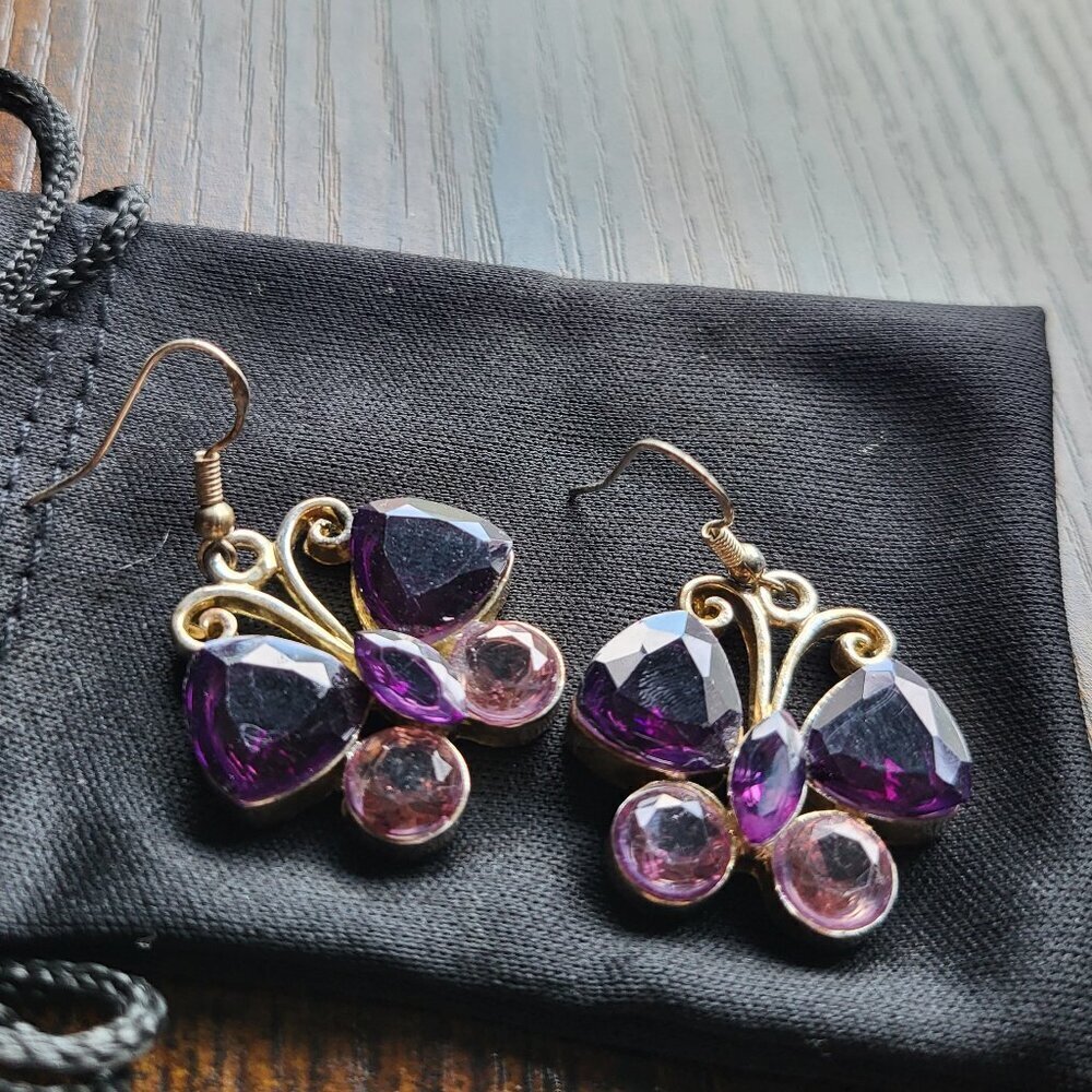 VINTAGE HANDMADE STERLING SILVER BUTTERFLY EARRINGS